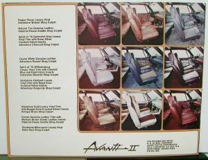 1977 Avanti II Color Cardstock Sales Folder Original