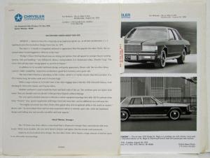 1979 Dodge Press Kit Information Ramcharger Pick Up Police Car Magnum XE