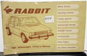 1981 Volkswagen VW Rabbit Owners Manual