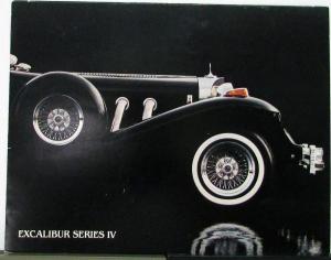 1980s Excalibur Series IV Roadster Color Sales Folder Original