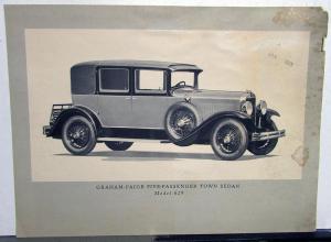 1928 Graham Paige 629 Five Passenger Town Sedan Data Sheet Plate Specs Orig
