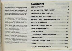 1981 Datsun 810 Owners Manual