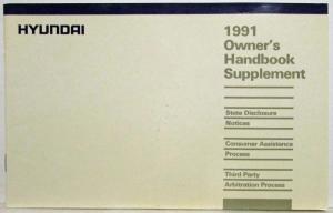 1991 Hyundai Sonata Owners Manual and Handbook & Supplement in Case