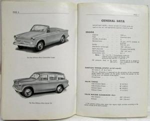 1959 Hillman Minx Series IIIA Owners Handbook Manual