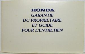 1976 Honda Owners Warranty and Service Guide - Canadian - English & French