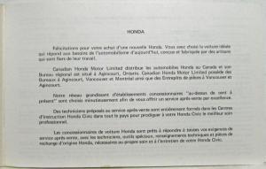 1976 Honda Owners Warranty and Service Guide - Canadian - English & French