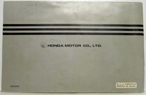 1976 Honda Civic Owners Manual - Canadian - English & French