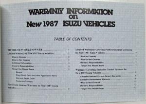 1987 Isuzu Pup Pickup Owners Manual and Extras