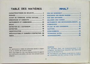 1974 Mazda 1000 1300 Owners Manual - French and German Text