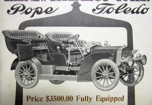 1906 Pope Toledo Type XII 35 40 HP Sales Brochure Folder Original