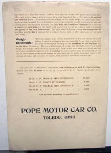 1906 Pope Toledo Type XII 35 40 HP Sales Brochure Folder Original