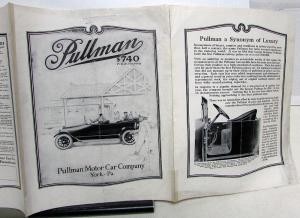 1916 Pullman Roadster Touring Winter Top Clover Leaf Sales Folder Brochure Orig