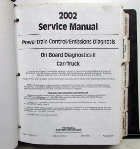 2002 Ford Powertrain Control Emissions Diagnosis Service Manual Car-Truck OBD-II