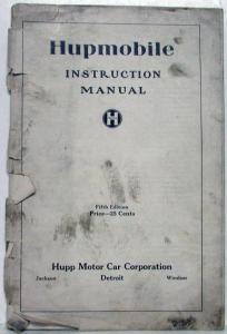 1924 1925 Hupmobile 4 Cyl Series R 5th Edition Instruction Owners Manual Orig