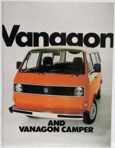 1982 Volkswagen VW Vanagon and Camper Sales Brochure