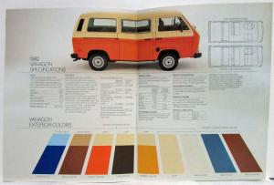 1982 Volkswagen VW Vanagon and Camper Sales Brochure