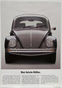 1988 Volkswagen VW The Last Beetle Sales Brochure - German Text