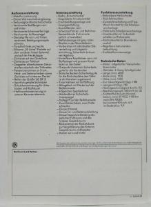 1988 Volkswagen VW The Last Beetle Sales Brochure - German Text