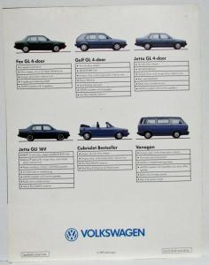 1989 Volkswagen VW Wolfsburg Limited Edition Sales Brochure Jetta Golf Vanagon