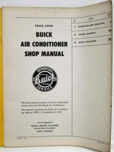 1953-1954 Buick Air Conditioning Service Shop Manual - A/C