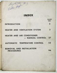 1966 Lincoln Continental Heater-Air Conditioner Control System Service Manual