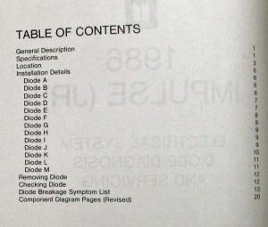 1986 Isuzu Impulse Electrical System Diode Diagnosis and Servicing Manual