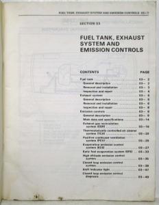 1986 Isuzu I-Mark Revised and Enlarged Service Shop Repair Manual Section 03