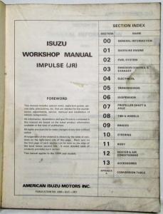 1984 Isuzu Impulse Service Shop Repair Manual