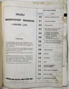 1986 Isuzu I-Mark Service Shop Repair Manual