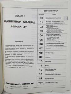 1987 Isuzu I-Mark Service Shop Repair Manual