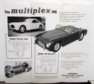 1953 1954 Multiplex 186 Sports Car Sale Brochure Folder Sport Coupe & Open Sport