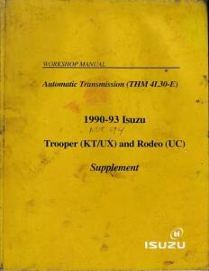 1990-1993 Isuzu Trooper & Rodeo Service Shop Manual Supplement - Auto Trans