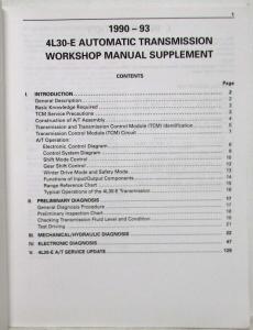 1990-1993 Isuzu Trooper & Rodeo Service Shop Manual Supplement - Auto Trans