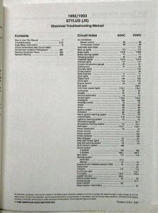 1992/1993 Isuzu Stylus Electrical Troubleshooting Manual