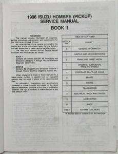 1996 Isuzu Hombre Pickup Service Shop Repair Manual