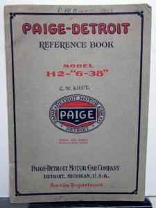 1916 Paige Detroit Model H2 6-38 Car Reference Book Owners Manual Original