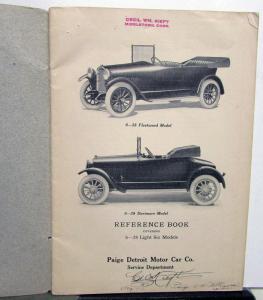 1916 Paige Detroit Model H2 6-38 Car Reference Book Owners Manual Original