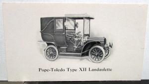 1906 Pope Toledo Type XII Landaulette Sales Folder Specifications Original