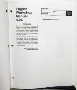 1999 Mazda B-Series Pickup Truck 4.0L Engine Service Shop Repair Manual