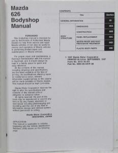 1998 Mazda 626 Bodyshop Service Shop Repair Manual