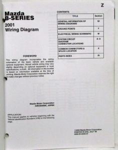 2001 Mazda B-Series Pickup Truck Electrical Wiring Diagram