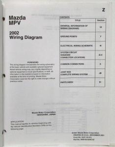 2002 Mazda MPV Electrical Wiring Diagram