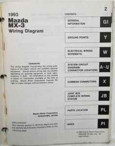 1993 Mazda MX-3 Electrical Wiring Diagram