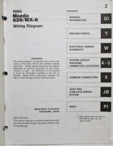 1994 Mazda 626 MX-6 Electrical Wiring Diagram