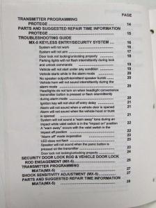 1996 Mazda Protege/MX-5 Keyless Entry/Security System Troubleshooting Manual