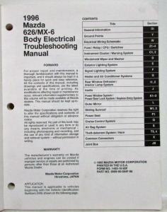 1996 Mazda 626 MX-6 Body Electrical Troubleshooting Manual