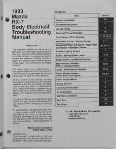 1993 Mazda RX-7 Body Electrical Troubleshooting Manual - REPRINT