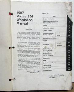 1987 Mazda 626 Service Shop Repair Manual