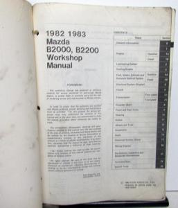 1982-1983 Mazda B-Series B2000 B2200 Pickup Truck Service Shop Repair Manual