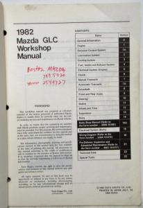 1982 Mazda GLC Service Shop Repair Manual